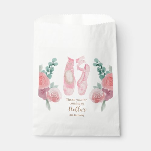 Watercolor Pink Ballerina Shoes Favor Bag