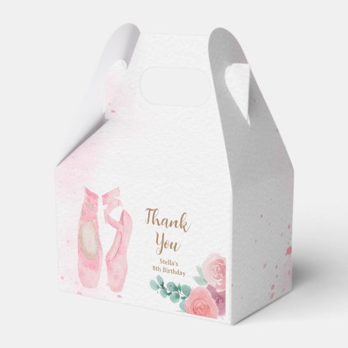 Watercolor Pink Ballerina Shoes Favor Boxes