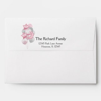Watercolor Pink Balloons Its A Girl Baby Shower  Envelope