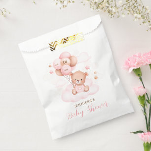 Watercolor Pink Balloons Teddy Bear Baby Shower Favor Bag