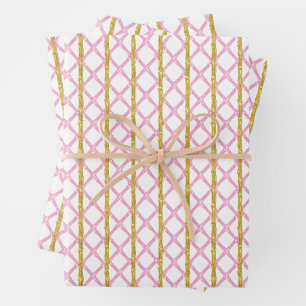 Watercolor Pink Bamboo Wrapping Paper Sheets