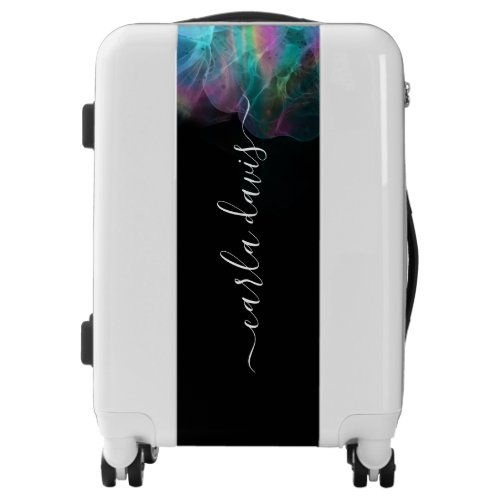 Watercolor Pink Black Gold Personalized Luggage