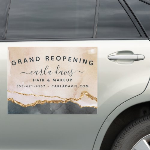 Custom Car Magnets 7 Watercolor Pink Black Gold Salon Grand Opening Car Magnet