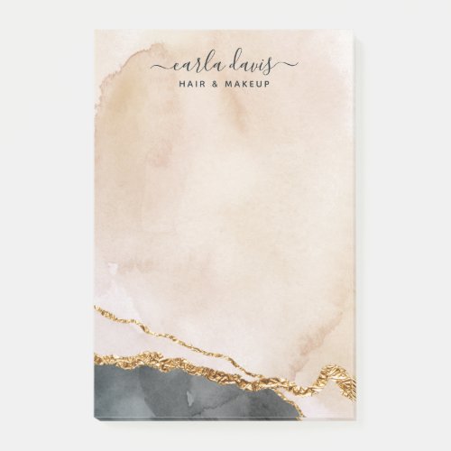 Watercolor Pink Black Gold Watercolor Marble Salon Post_it Notes