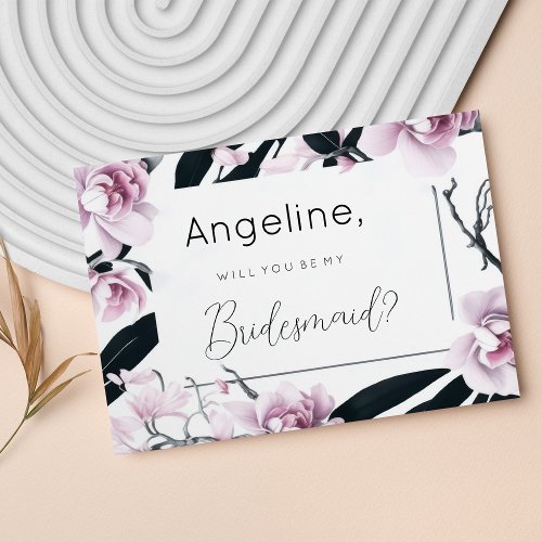 Watercolor pink black orchid flowers Bridesmaid