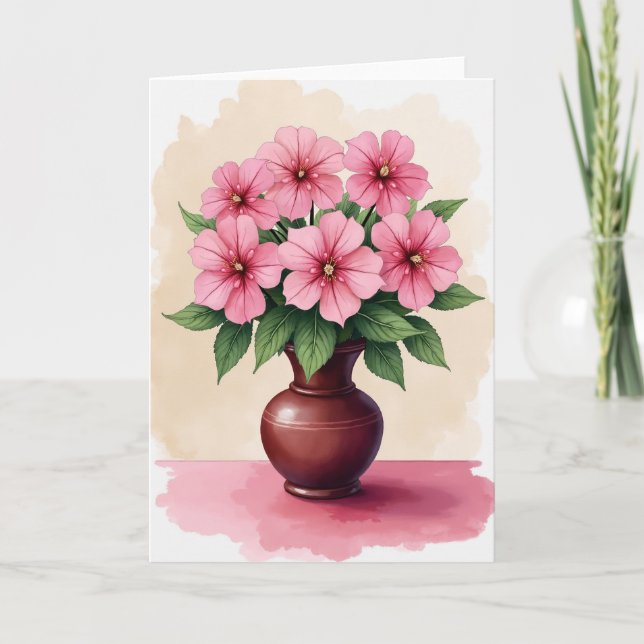 Watercolor Pink Blossom Card (Front)