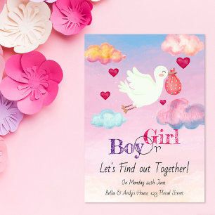 Watercolor Pink & Blue Gender Reveal Invitation