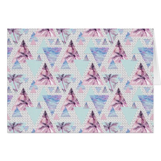 Watercolor Pink & Blue Palm Tree Pattern Cards (Front Horizontal)