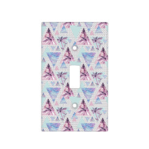 Watercolor Pink & Blue Palm Tree Pattern Light Switch Cover