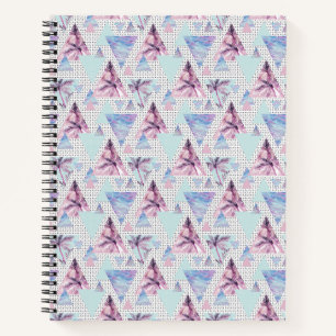 Watercolor Pink & Blue Palm Tree Pattern Notebook