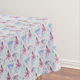 Watercolor Pink & Blue Palm Tree Pattern Tablecloth