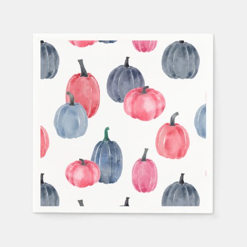 Watercolor Pink Blue Pumpkins Baby Shower  Napkins