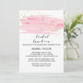 Watercolor Pink Blush and Gold Bridal Luncheon Invitation (Standing Front)