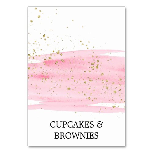 Watercolor Pink Blush and Gold Food Tent Cards