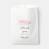 Watercolor Pink Blush and Gold Sparkle Wedding Favor Bag (Front)