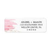 Watercolor Pink Blush and Gold Sparkle Wedding Label (Front)