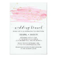 Watercolor Pink Blush and Gold Wedding Brunch Card