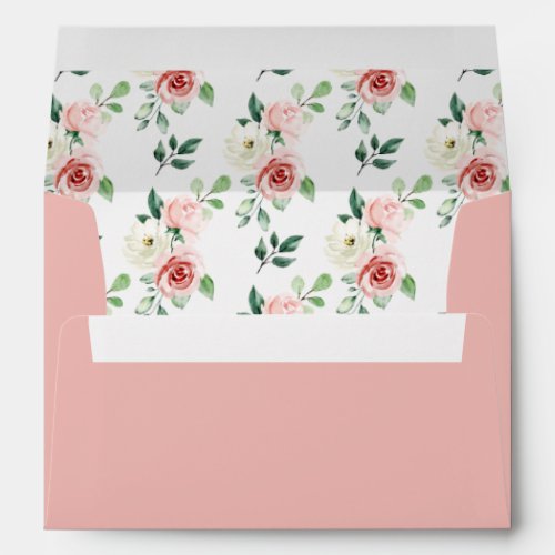 Watercolor Pink Blush Floral Coordinate Envelope