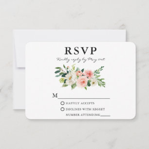 Watercolor Pink Blush Floral Elegant RSVP Card