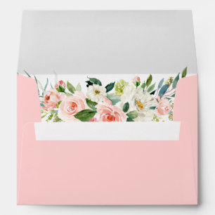 Watercolor Pink Blush Floral Greenery Envelope