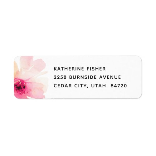 Watercolor pink blush floral wedding address label