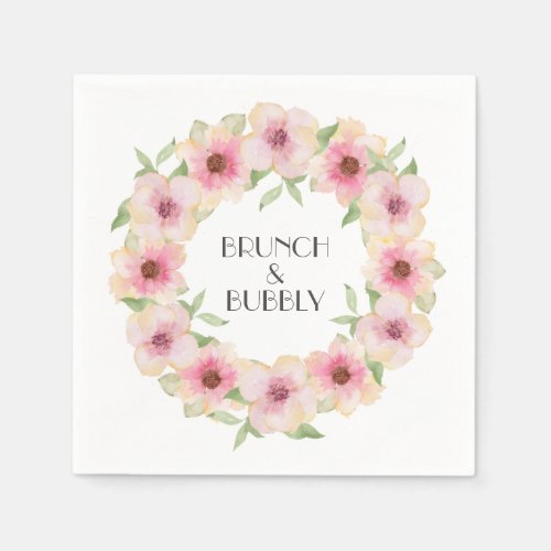 Watercolor Pink Blush Flowers Napkins