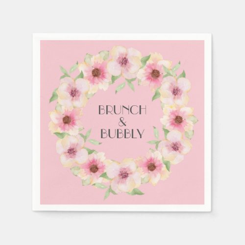 Watercolor Pink Blush Flowers Napkins