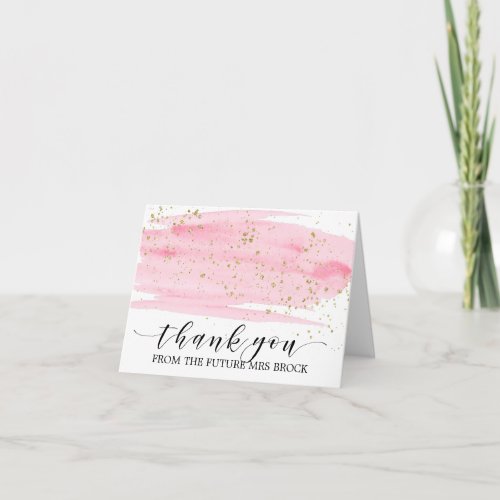 Watercolor Pink Blush  Gold Future Mrs Thank You