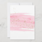 Watercolor Pink Blush & Gold Sparkle Baby Brunch Invitation (Back)