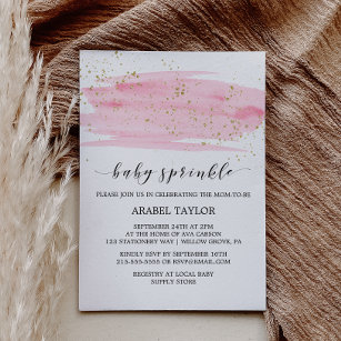 Watercolor Pink Blush & Gold Sparkle Baby Sprinkle Invitation