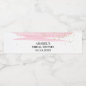 Watercolor Pink Blush & Gold Sparkle Bridal Shower Water Bottle Label (Single Label)