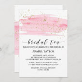 Watercolor Pink Blush & Gold Sparkle Bridal Tea Invitation (Front/Back)