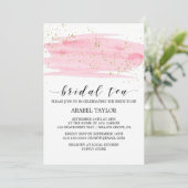 Watercolor Pink Blush & Gold Sparkle Bridal Tea Invitation (Standing Front)