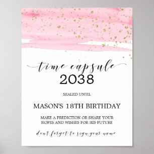 Watercolor Pink Blush & Gold Time Capsule Sign