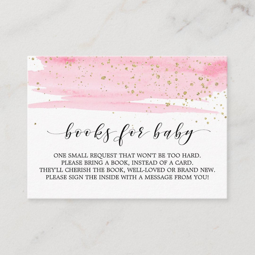 Watercolor Pink Book Request Invitation Insert | Zazzle