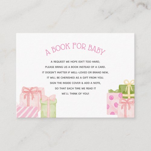 Watercolor Pink Books for Baby Request Enclosure 