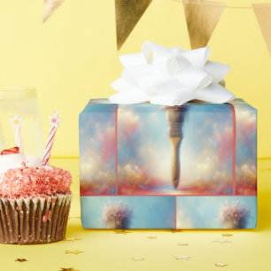 Watercolor Pink Bouquet In Paintbrush Wrapping Paper