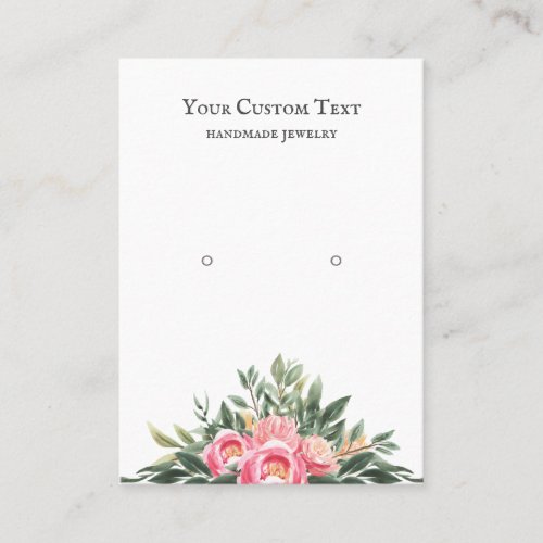 Watercolor Pink Bouquet Jewelry Earring Display Business Card