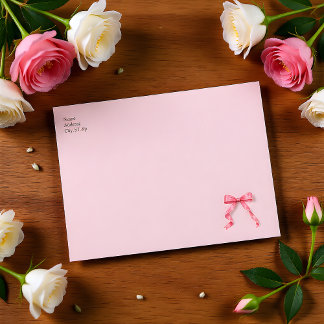 Watercolor Pink Bow Bridal Shower Envelope