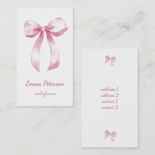 watercolor pink bow business card