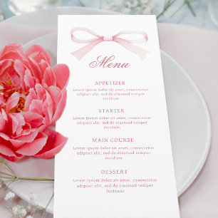 Watercolor Pink Bow Classic Menu