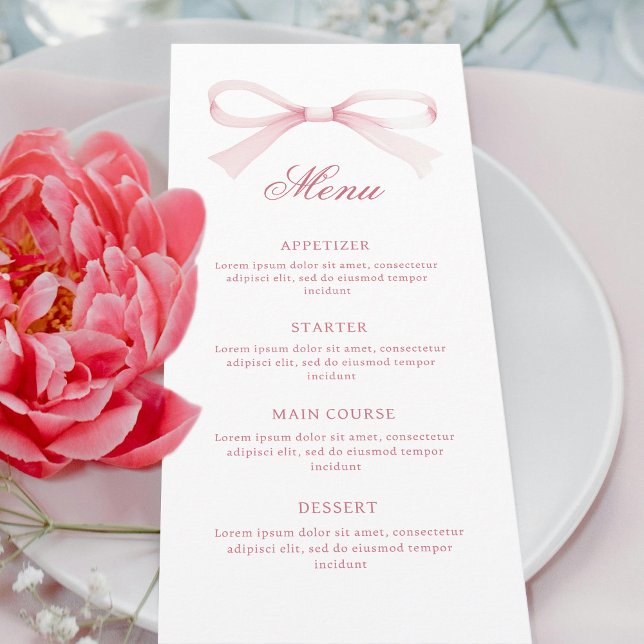 Watercolor Pink Bow Classic Menu (Creator Uploaded)