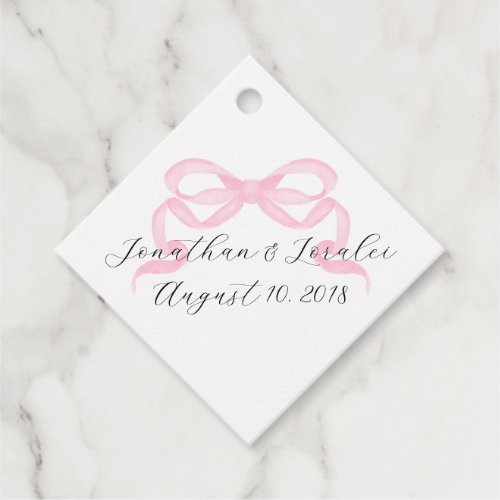 Watercolor Pink Bow Custom wedding napkins Favor Tags