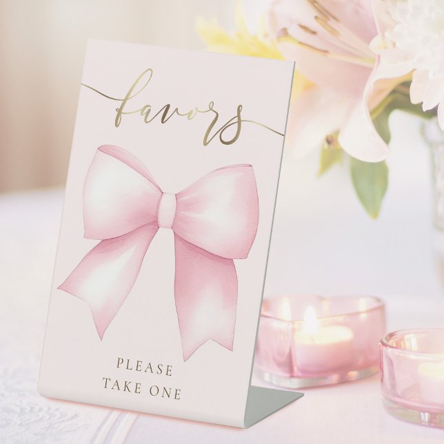 watercolor pink bow favors sign (Creator Uploaded)