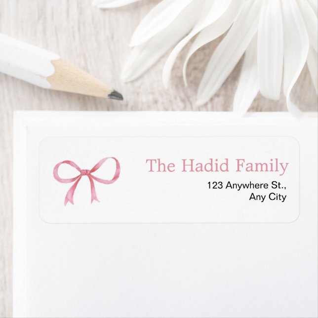 Watercolor Pink Bow  Label (Insitu)