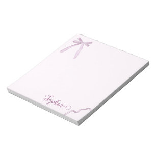 Watercolor Pink Bow Ribbon Sweet Personalized Notepad