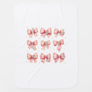 Watercolor Pink Bow Ribbon Washi Tape Collection Baby Blanket