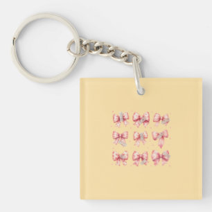 Watercolor Pink Bow Ribbon Washi Tape Collection Keychain
