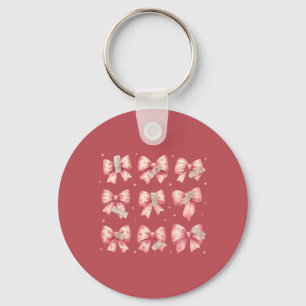 Watercolor Pink Bow Ribbon Washi Tape Collection Keychain
