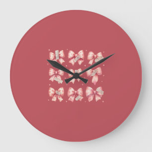 Watercolor Pink Bow Ribbon Washi Tape Collection Large Clock